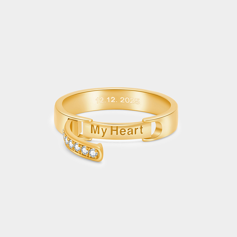 Personalized Sterling Silver Hinged Couple Rings with Inside Custom Engraving