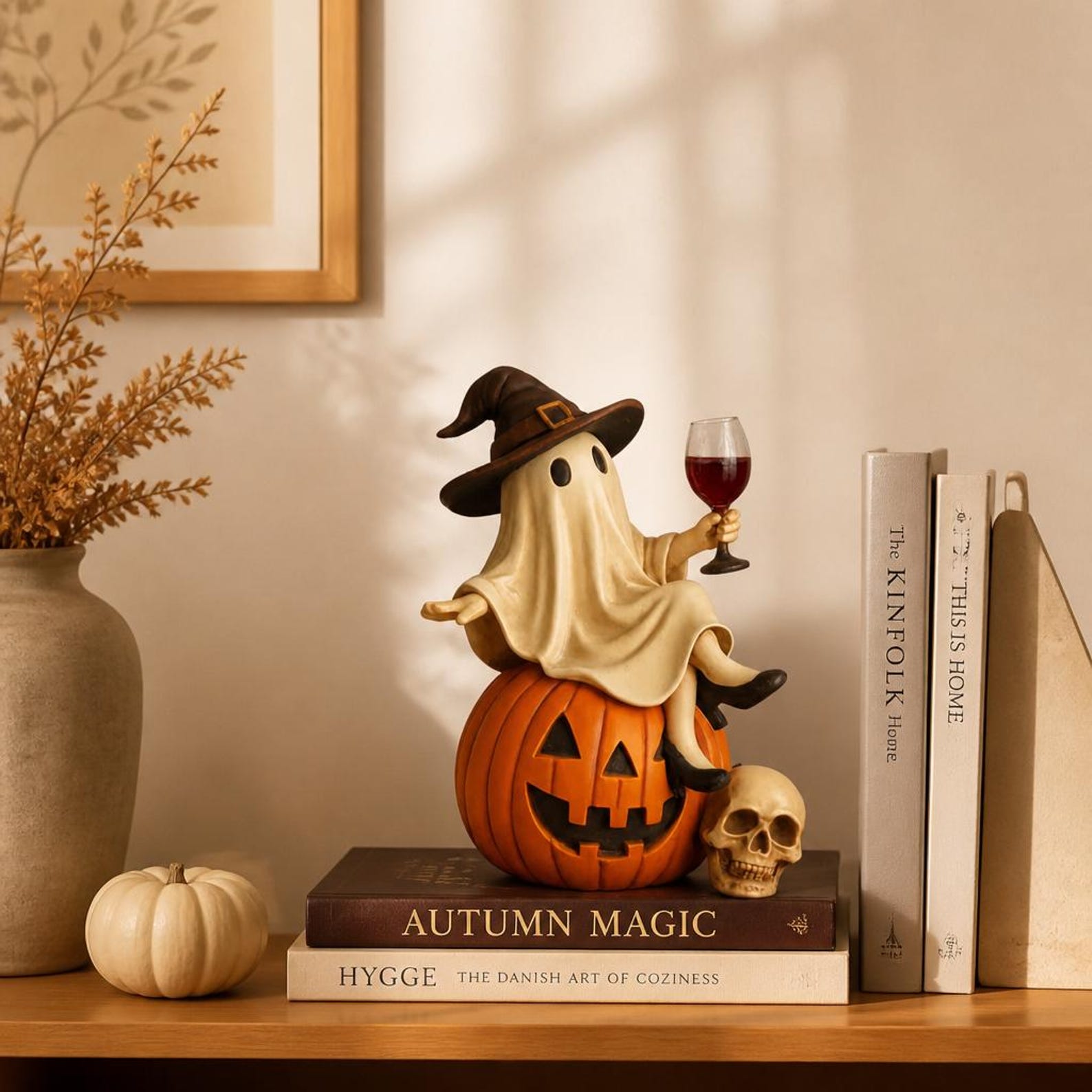 Halloween Tipsy Ghost Witch Statue Desk Ornament Halloween Pumpkin Decor