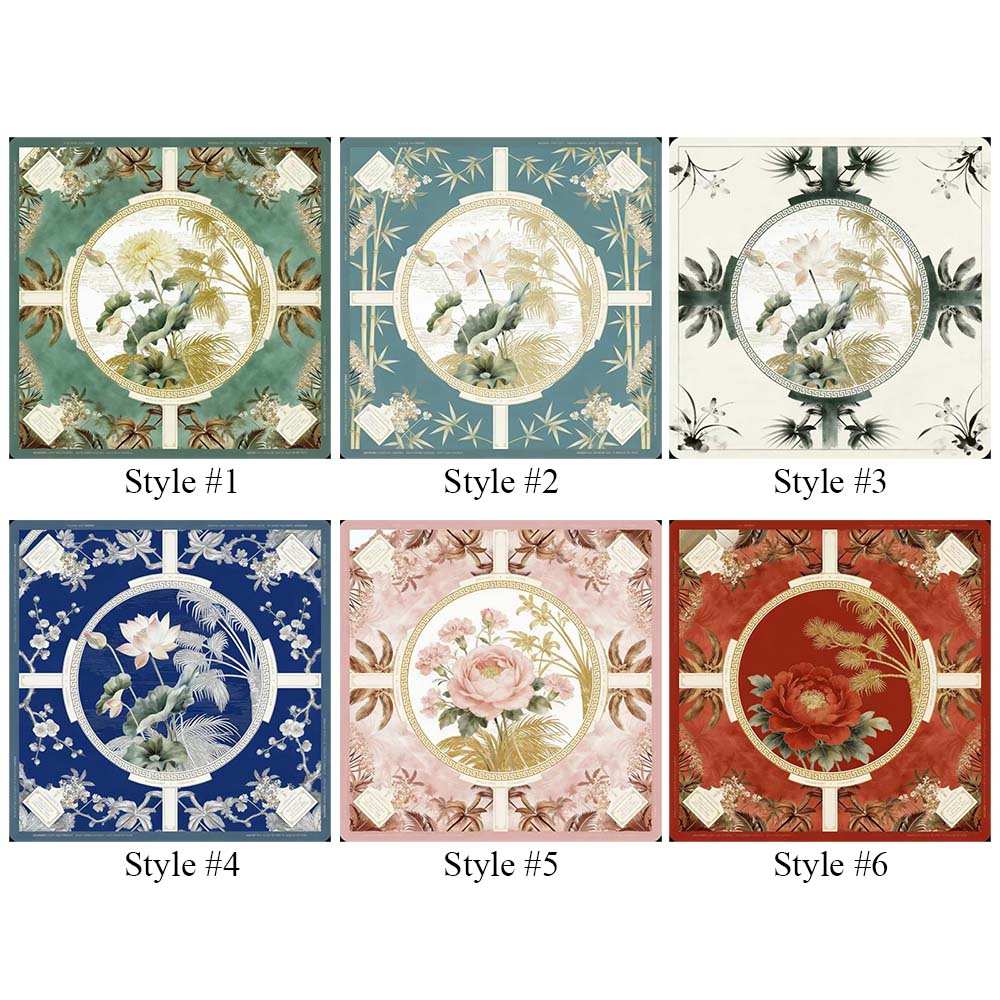 Lotus Mahjong Mat Botanical Game Table Pad Noise Reducing Gaming Desk Cover