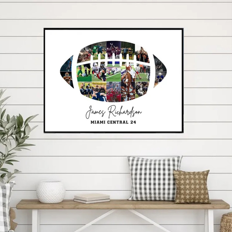 Personalized American Football Memories Photo Wall Art Poster Without Frame Photo Style Art Gift for Football Fans and Athletes 