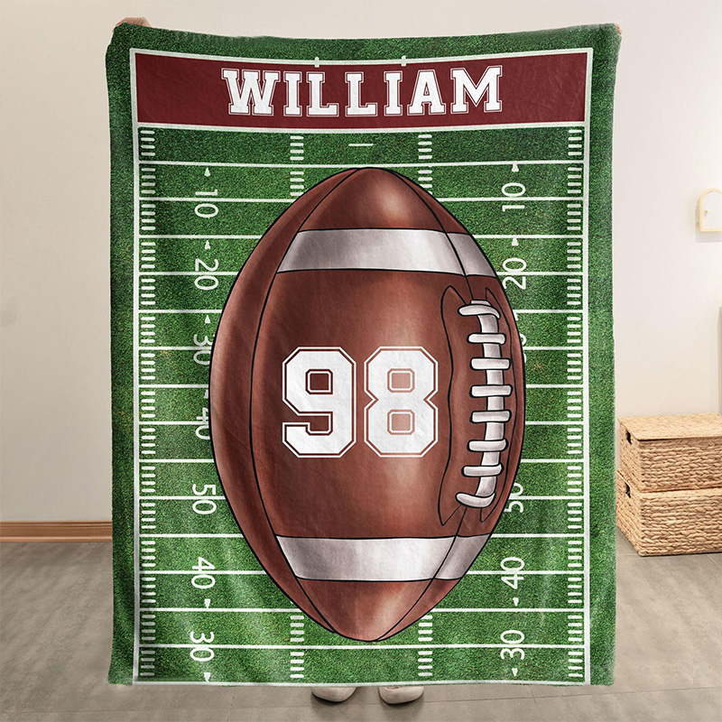 Personalized Sports Blanket with Custom Name and Number Design Sale-megacustom
