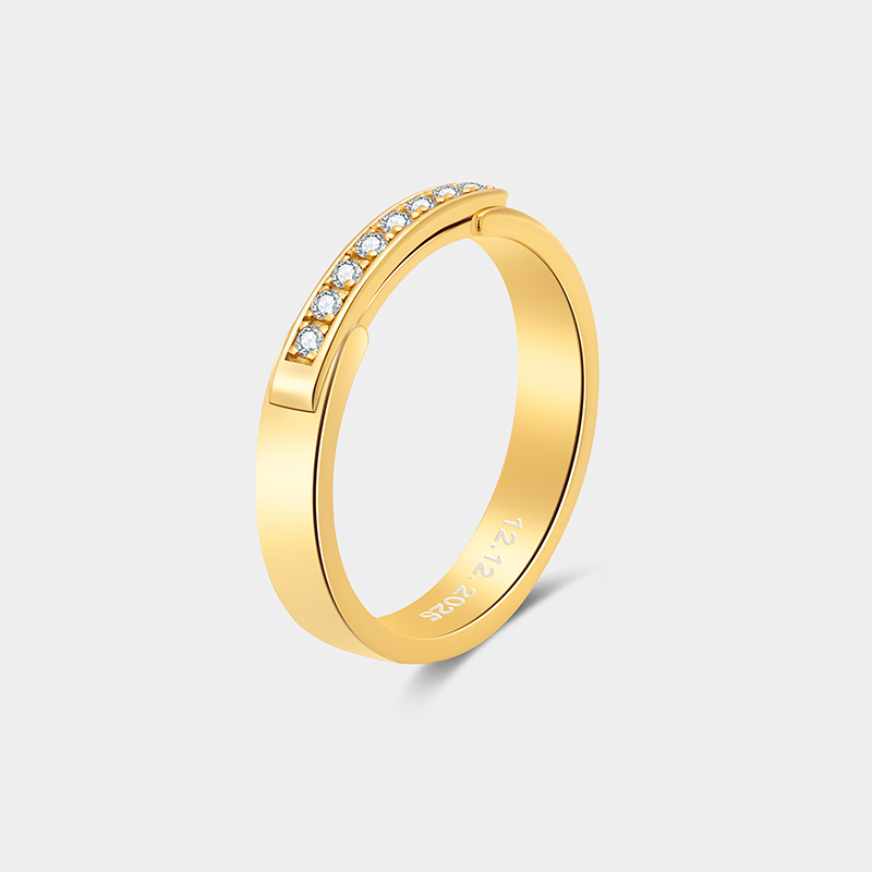 Personalized Sterling Silver Hinged Couple Rings with Inside Custom Engraving