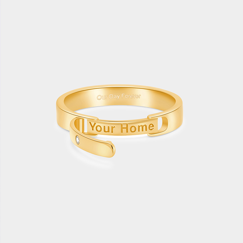 Personalized Sterling Silver Hinged Couple Rings with Inside Custom Engraving