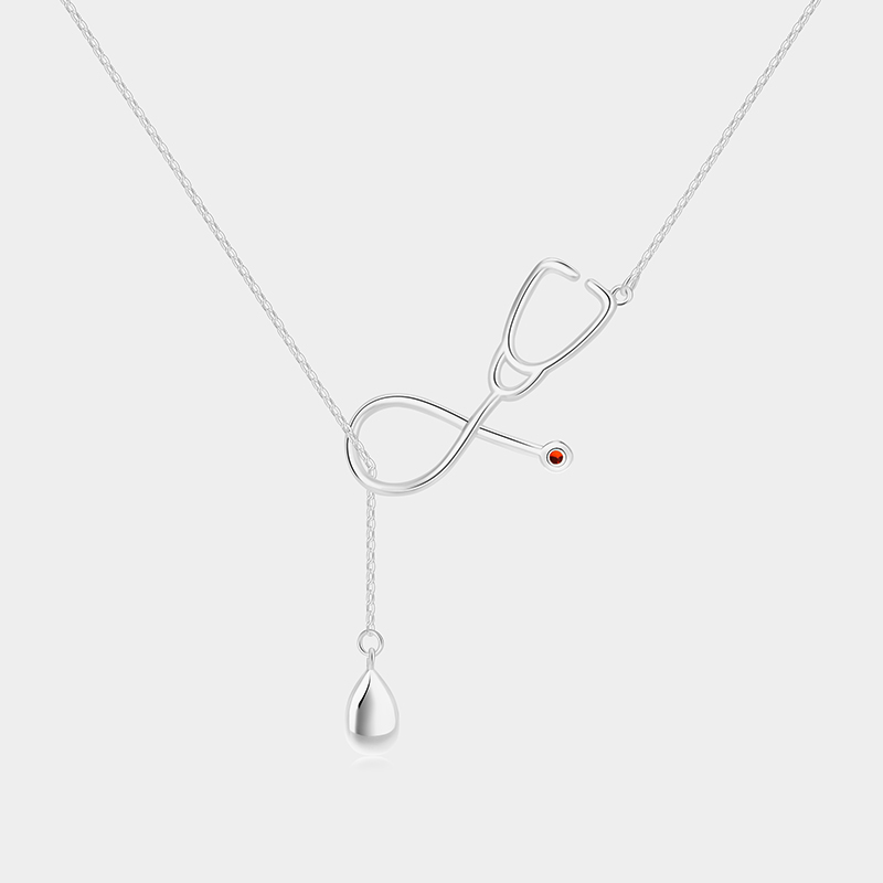 Personalized Personalized Stethoscope Y-Shaped Stethoscope Necklace – Customizable with birthstone and letter teardrop pendant 925 Sterling Silver Gifts for Her
