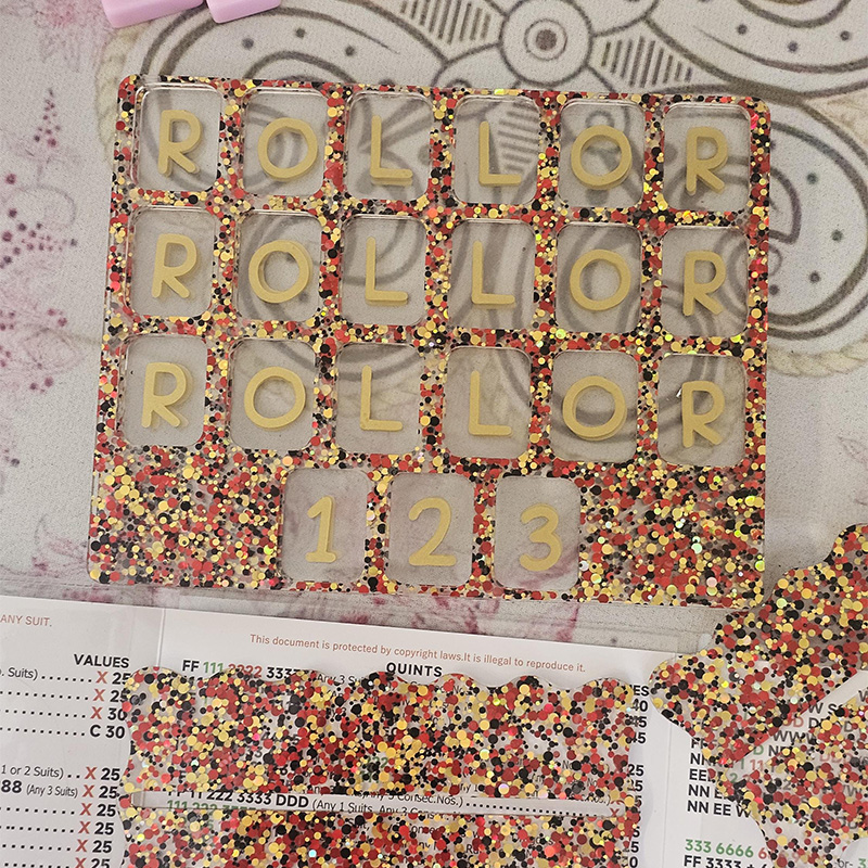 Personalized Red and Gold Glitter Mahjong Practice Board Mahjong Scoreboard for Learning and Scoring