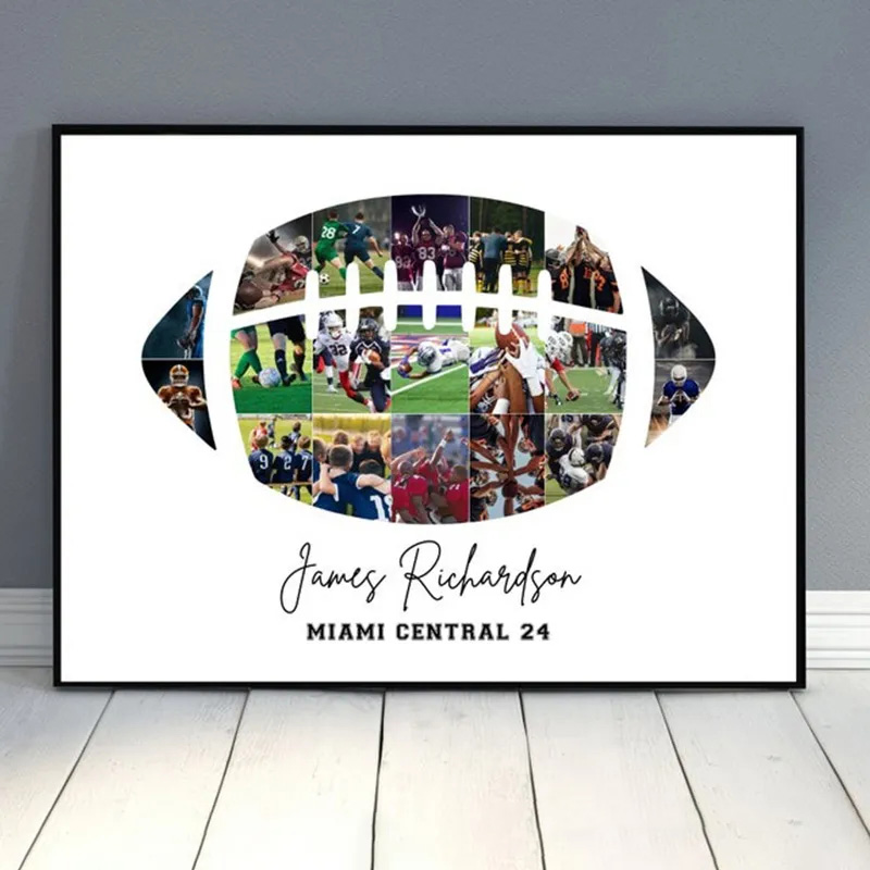 Personalized American Football Memories Photo Wall Art Poster Without Frame Photo Style Art Gift for Football Fans and Athletes 