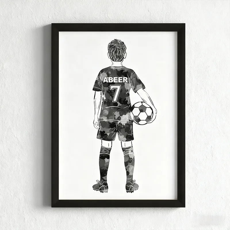 Personalized Soccer Player Wall Hangings Custom Name and Jersey Number Decor
