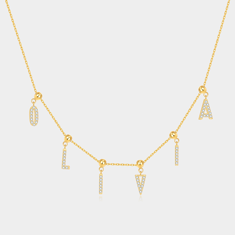 Personalized Sterling Silver Elegant Custom Name Letter Necklace