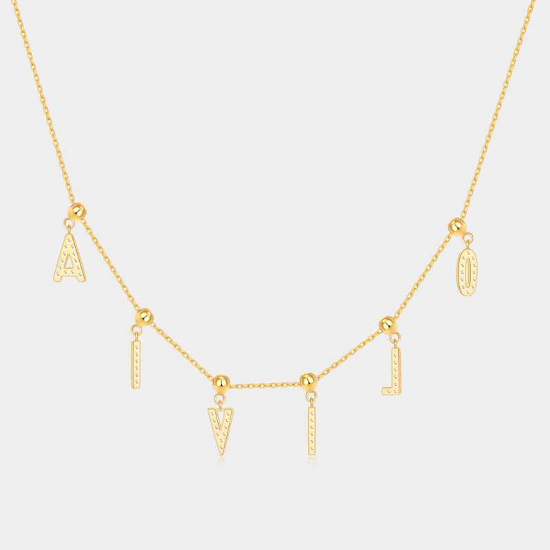 Personalized Sterling Silver Elegant Custom Name Letter Necklace