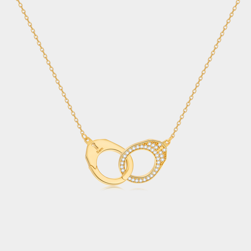 Personalized Sterling Silver Couple Handcuff Necklace with Custom Engraving Ideal Gifts for Couples Perfect for Valentine's Day Anniversary