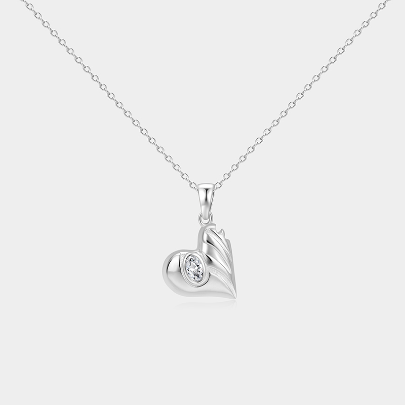 Personalized Sterling Silver 3D LOVE Heart Pendant Necklace with Custom Birthstone Accent Ideal Gifts for Her Valentine's Day Anniversary