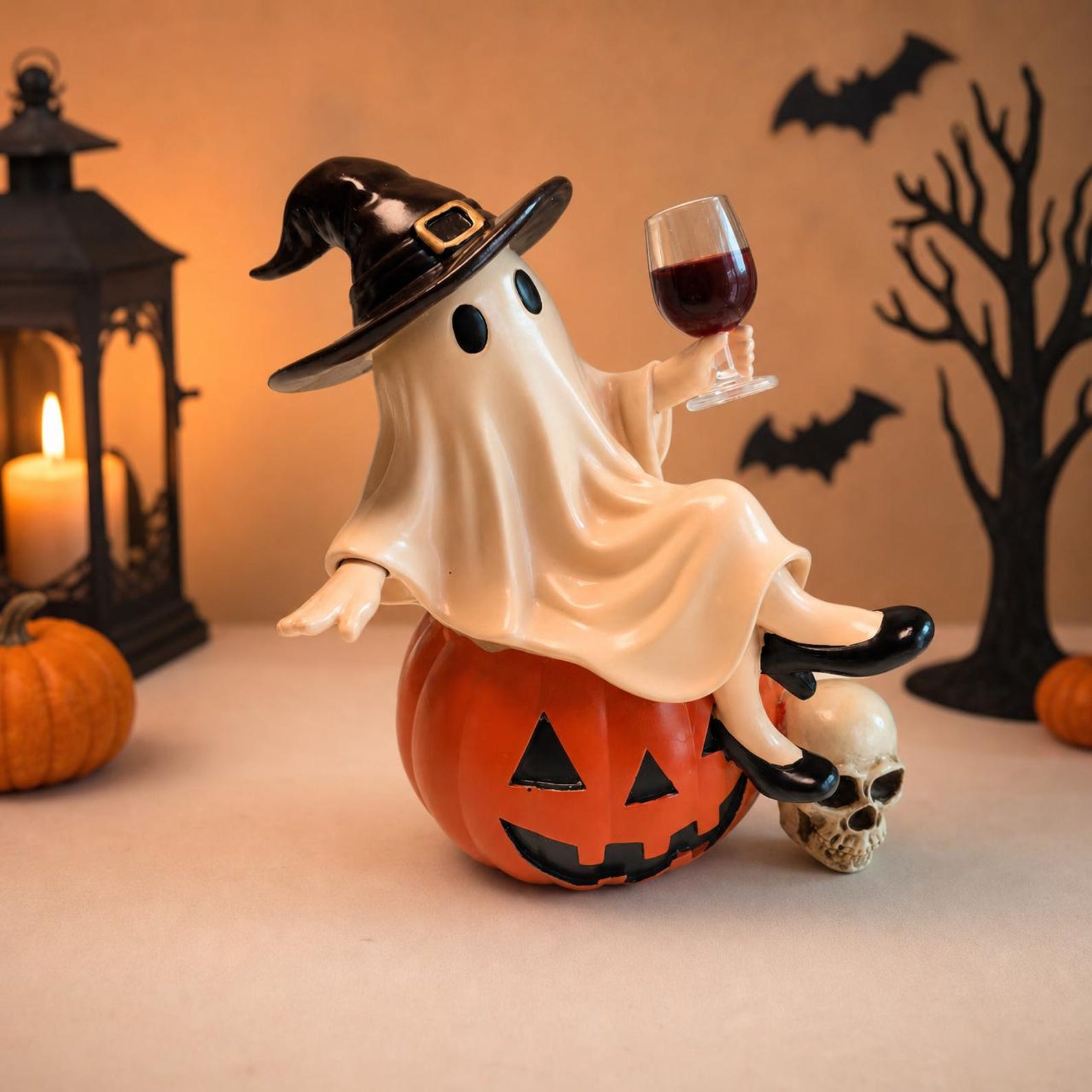 Halloween Tipsy Ghost Witch Statue Desk Ornament Halloween Pumpkin Decor