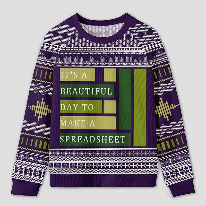 Personalized Spreadsheet Geek Humor Ugly Sweater Office Holiday Party Gift for Accounting Professionals