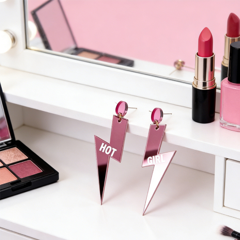 Personalized Multi-Color Lightning Bolt Earrings Edgy Statement Gift for Fashion Girls