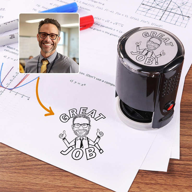 Personalized Photo Portrait Rubber Stamp Custom Face Stamp with Text Perfect for Weddings Family Dog Lover Gifts