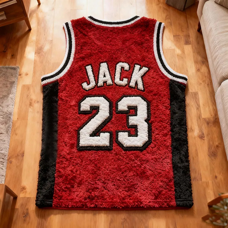 Personalized Basketball Jersey Rug with Custom Name and Number for Fans and Players