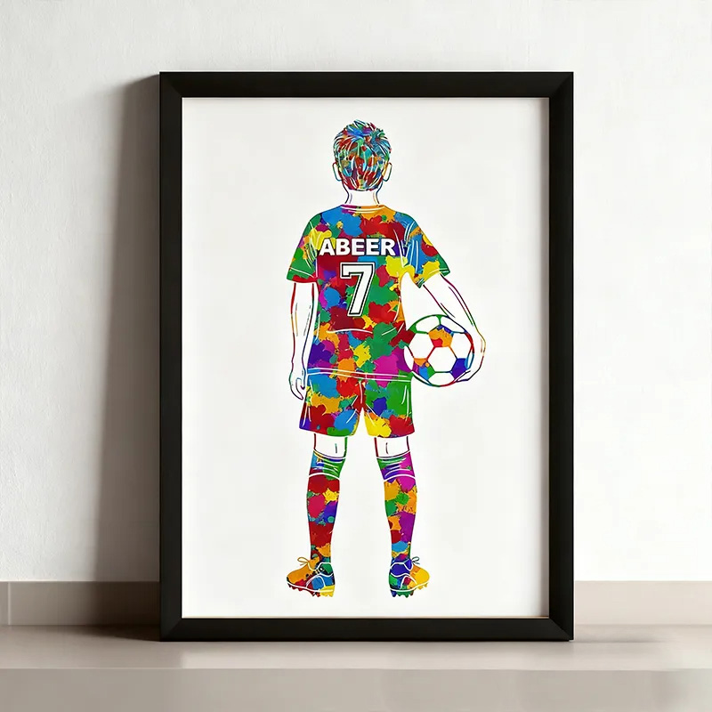 Personalized Soccer Player Wall Hangings Custom Name and Jersey Number Decor