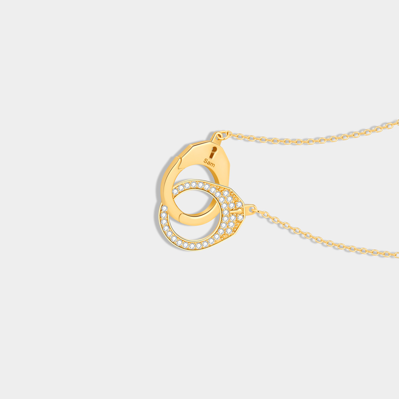 Personalized Sterling Silver Couple Handcuff Necklace with Custom Engraving Ideal Gifts for Couples Perfect for Valentine's Day Anniversary