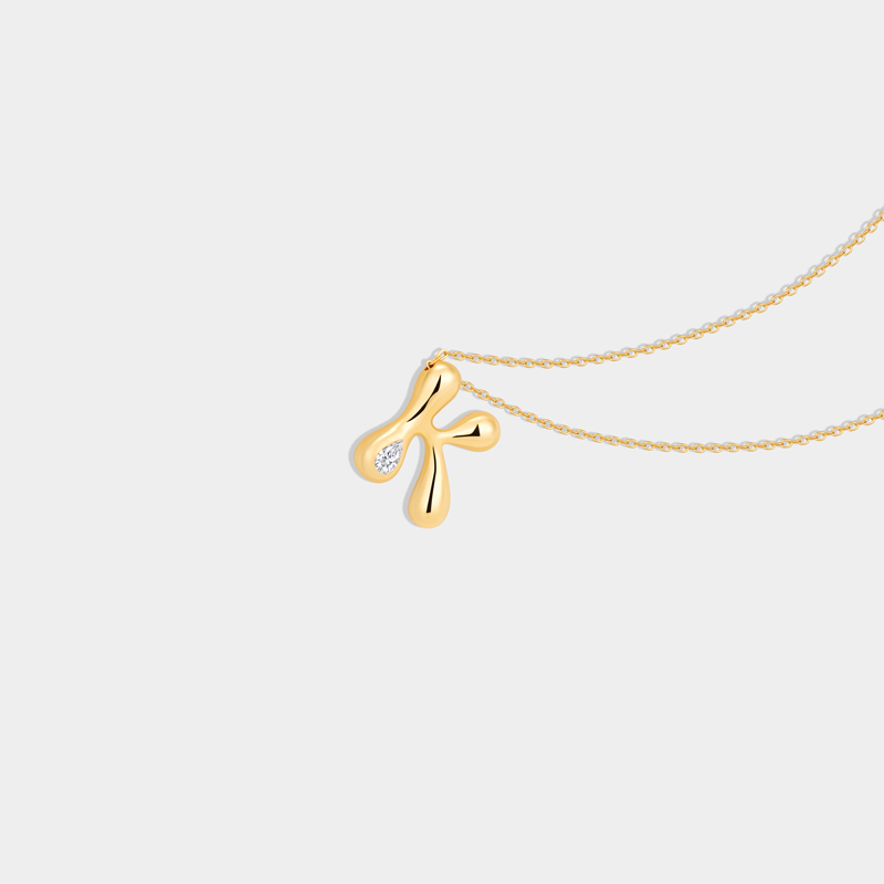 Personalized Sterling Silver Liquid Streamline Letter Necklace Custom Letter with Teardrop Rhinestone Accent Ideal Gifts for Her Valentine's Day Birthday