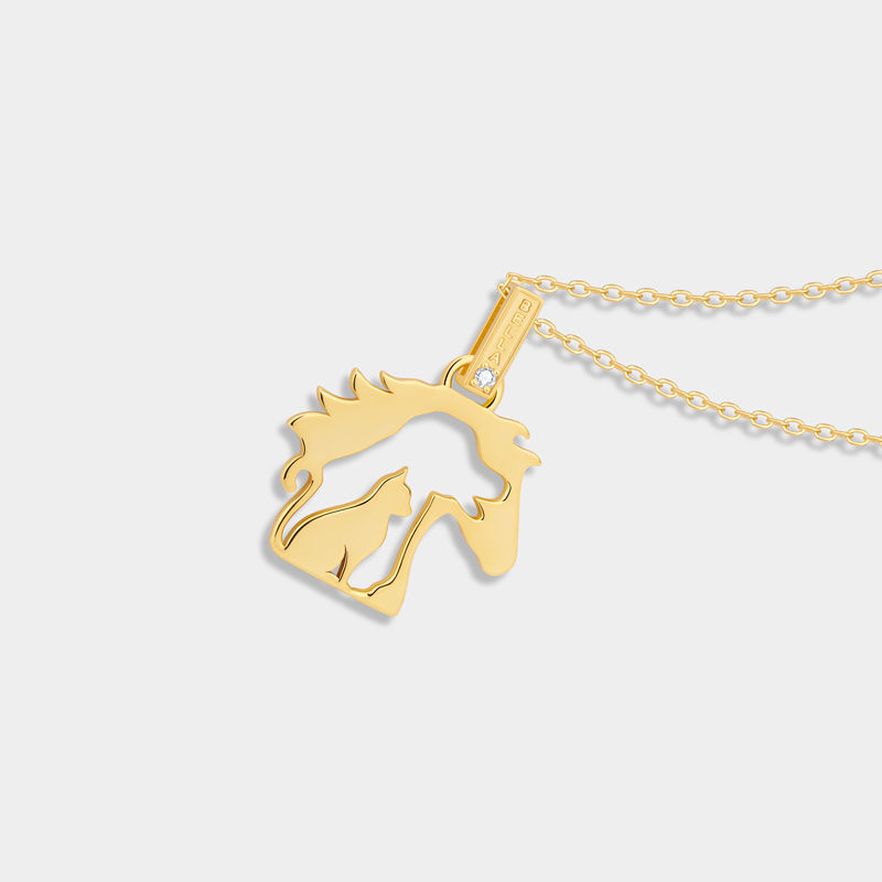 Personalized Sterling Silver Horse and Cat Silhouette Necklace with Custom Name Engraving Ideal Gifts for Women for Valentine's Day and Birthday