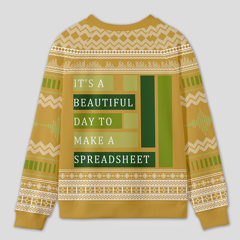 Personalized Spreadsheet Geek Humor Ugly Sweater Office Holiday Party Gift for Accounting Professionals
