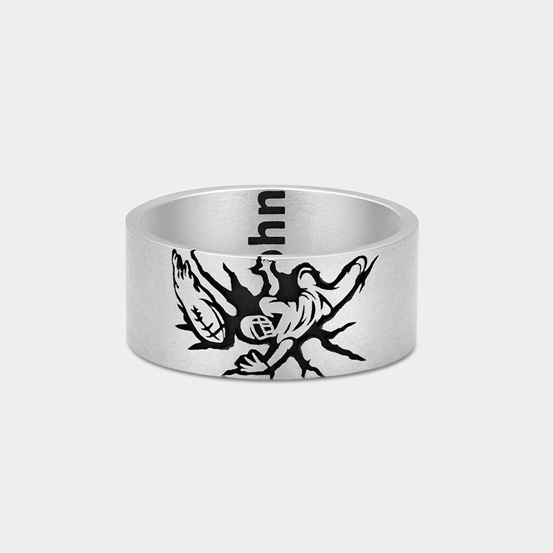 Personalized Sterling Silver Rugby Player Burst Ring Jewelry Gift 925 Sterling Silver 