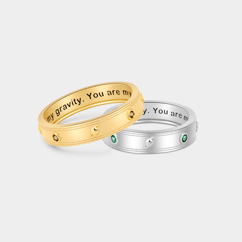 Personalized Sterling Silver Sun Moon Star Couple Rings with Custom Detail Perfect Gifts for Couples Ideal for Valentine's Day Wedding Anniversary