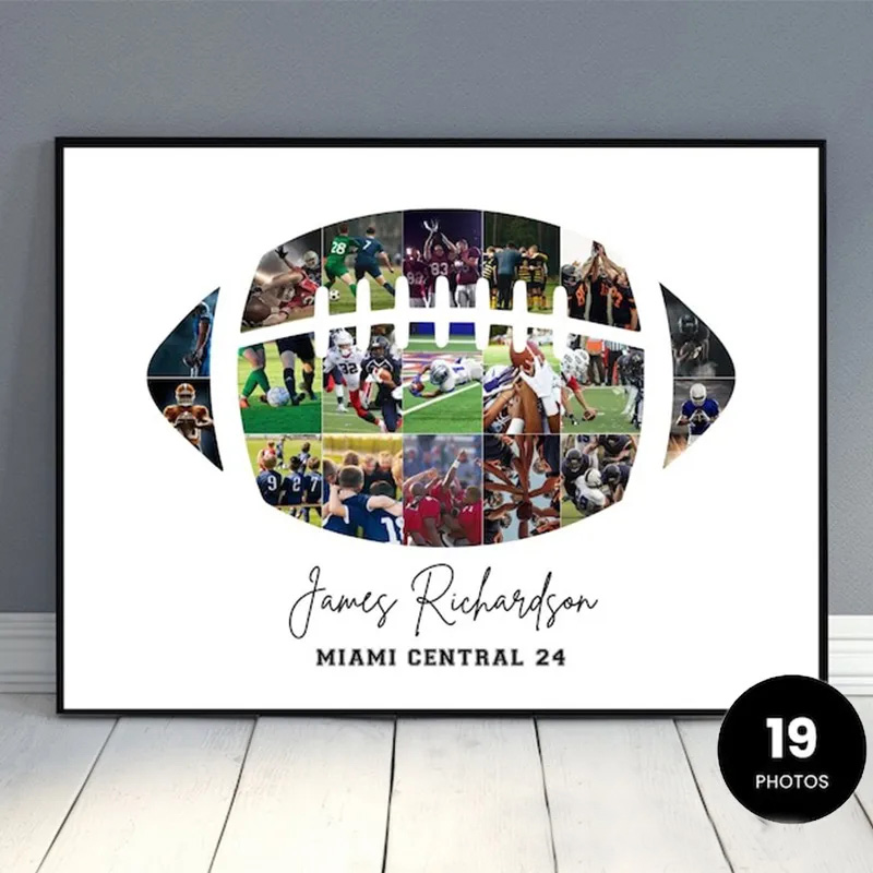 Personalized American Football Memories Photo Wall Art Poster Without Frame Photo Style Art Gift for Football Fans and Athletes 