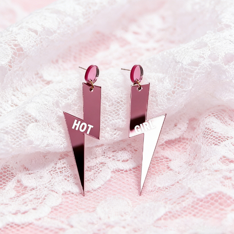 Personalized Multi-Color Lightning Bolt Earrings Edgy Statement Gift for Fashion Girls