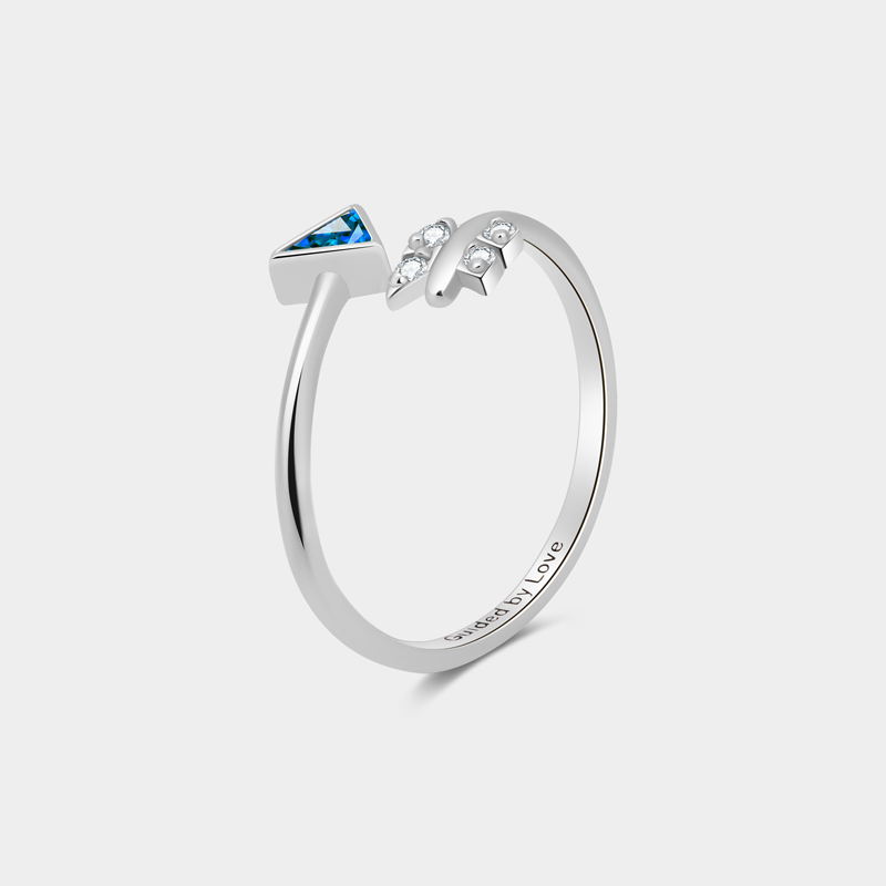 Personalized Romantic Arrow of Love Adjustable Ring in Sterling Silver with Custom Text