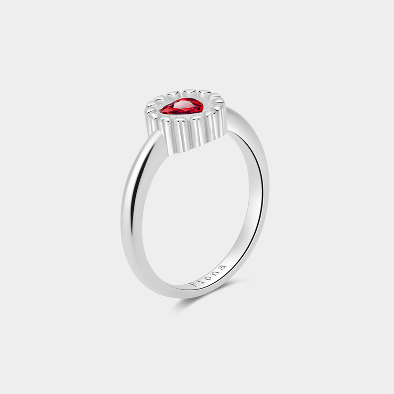 Personalized Blooming Heart Birthstone Ring with Custom Engraving – Elegant and Unique Sterling Silver Jewelry for Meaningful Gifts