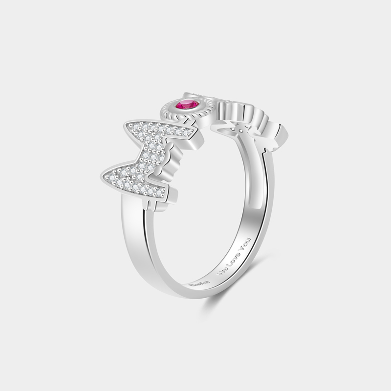 Personalized MOM Cat Ring A Gift for Your Beloved   925 Sterling Silver Necklace