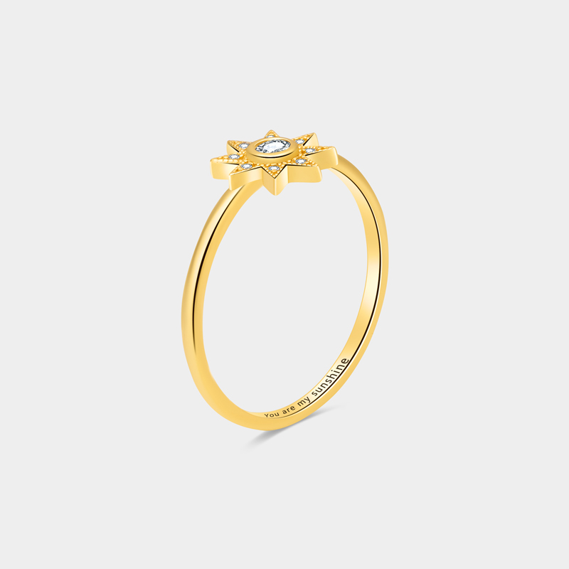 Personalized Eternal Sun and Moon Couple's Ring in Sterling Silver with Custom Text