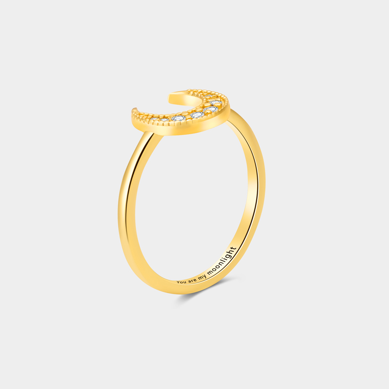Personalized Eternal Sun and Moon Couple's Ring in Sterling Silver with Custom Text