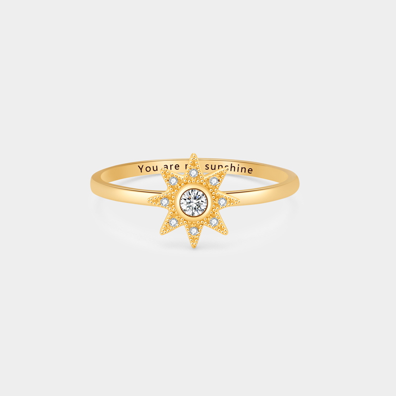 Personalized Eternal Sun and Moon Couple's Ring in Sterling Silver with Custom Text