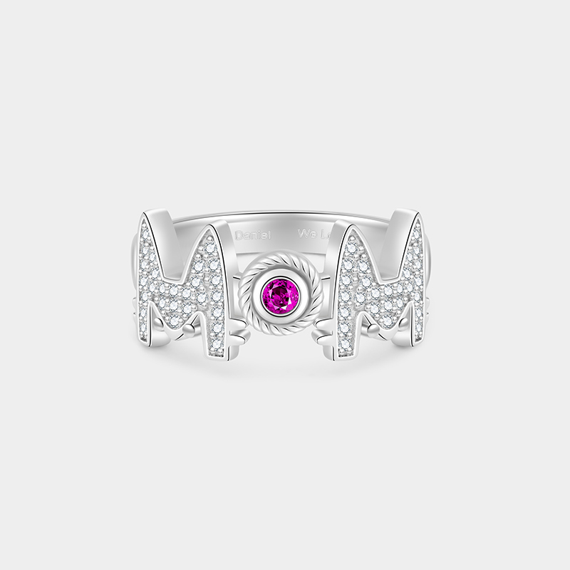 Personalized MOM Cat Ring A Gift for Your Beloved   925 Sterling Silver Necklace