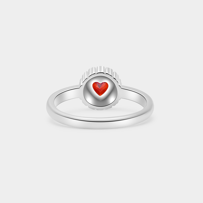 Personalized Blooming Heart Birthstone Ring with Custom Engraving – Elegant and Unique Sterling Silver Jewelry for Meaningful Gifts