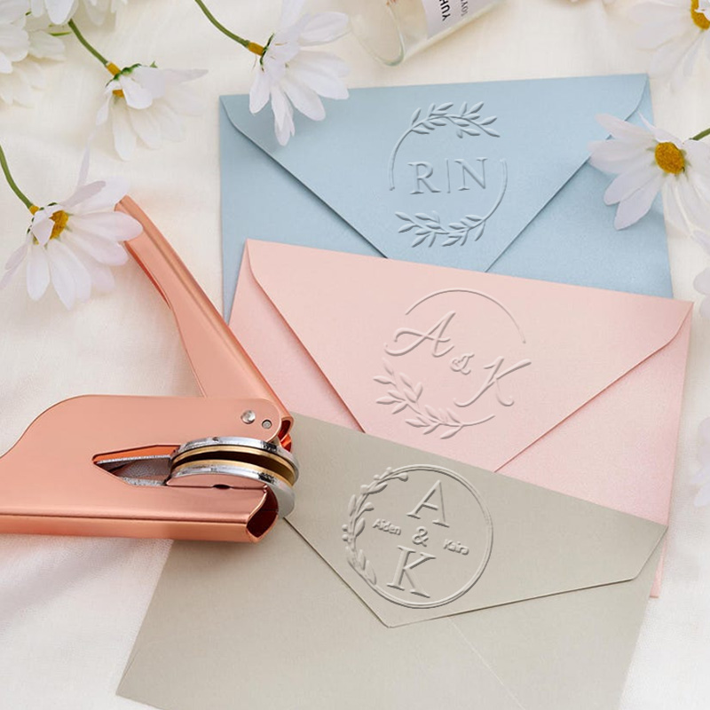 Personalized Wedding Book Embosser Stamp with Initial and Name Wedding Gift for Couples Newlyweds