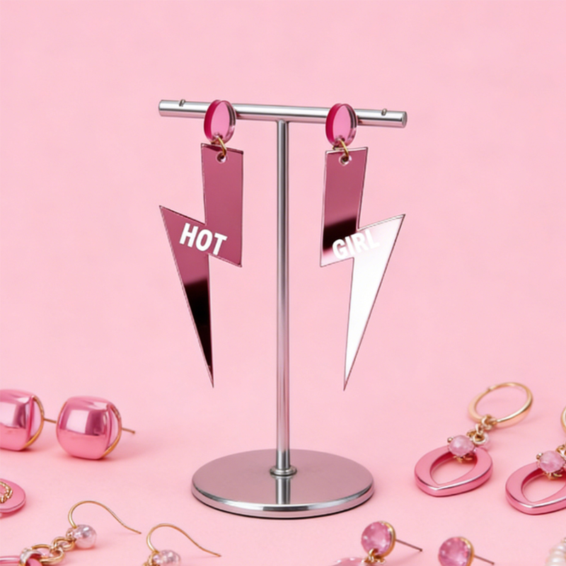 Personalized Multi-Color Lightning Bolt Earrings Edgy Statement Gift for Fashion Girls