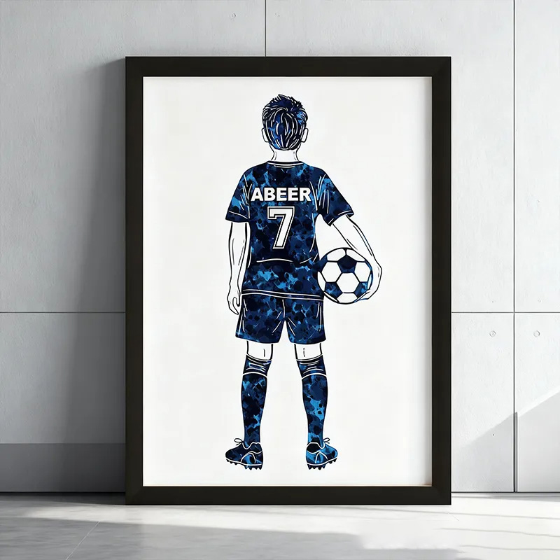 Personalized Soccer Player Wall Hangings Custom Name and Jersey Number Decor Sale-megacustom