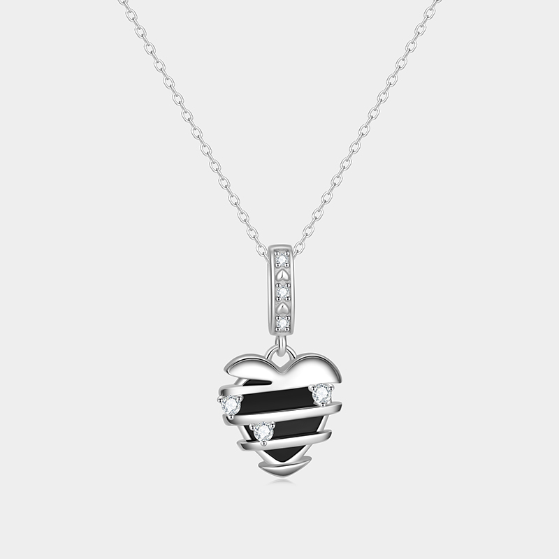 Personalized Sterling Silver Twisted Wrap Large Heart with Small Hearts Family Necklace Customizable Stone Count