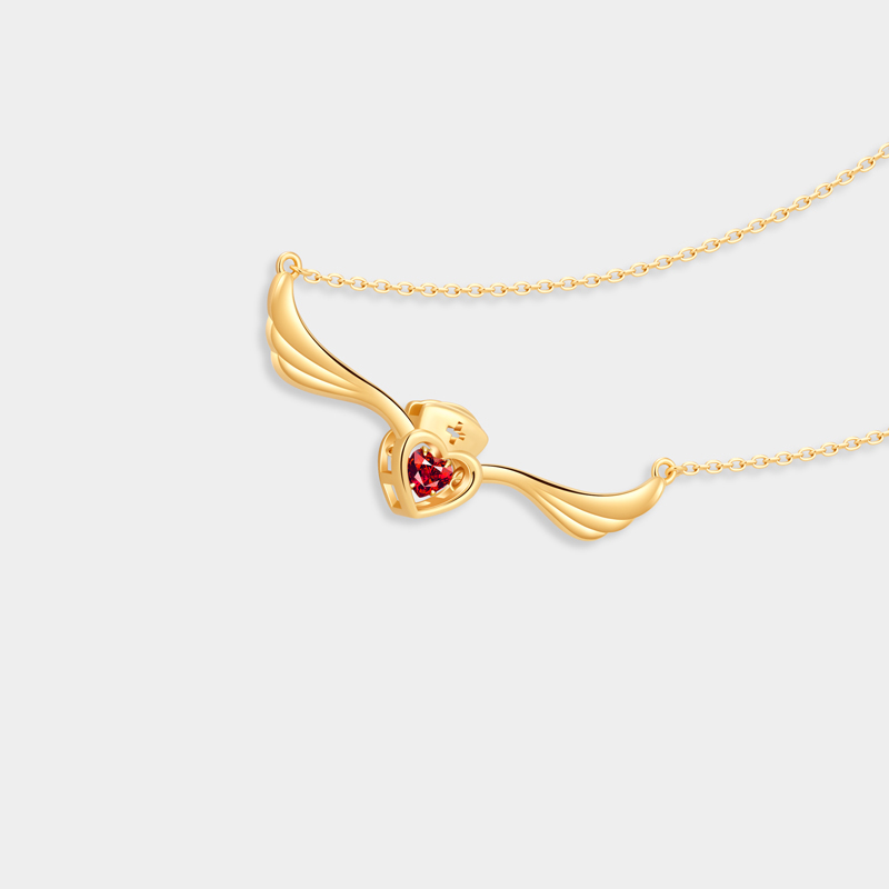 Personalized Sterling Silver Elegant Angel Wings Nurse Necklace with Custom Birthstone