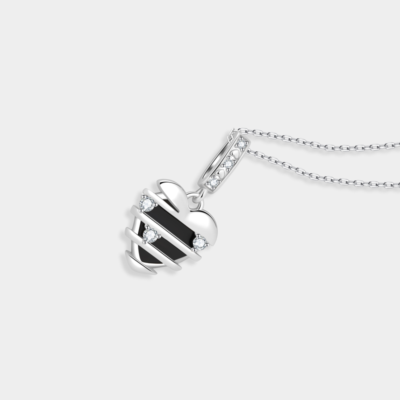Personalized Sterling Silver Twisted Wrap Large Heart with Small Hearts Family Necklace Customizable Stone Count