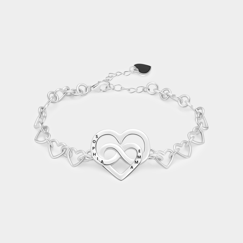 Personalized Heart-in-Heart Mother-Daughter Bracelet A Gift for Him   925 Sterling Silver Bracelet