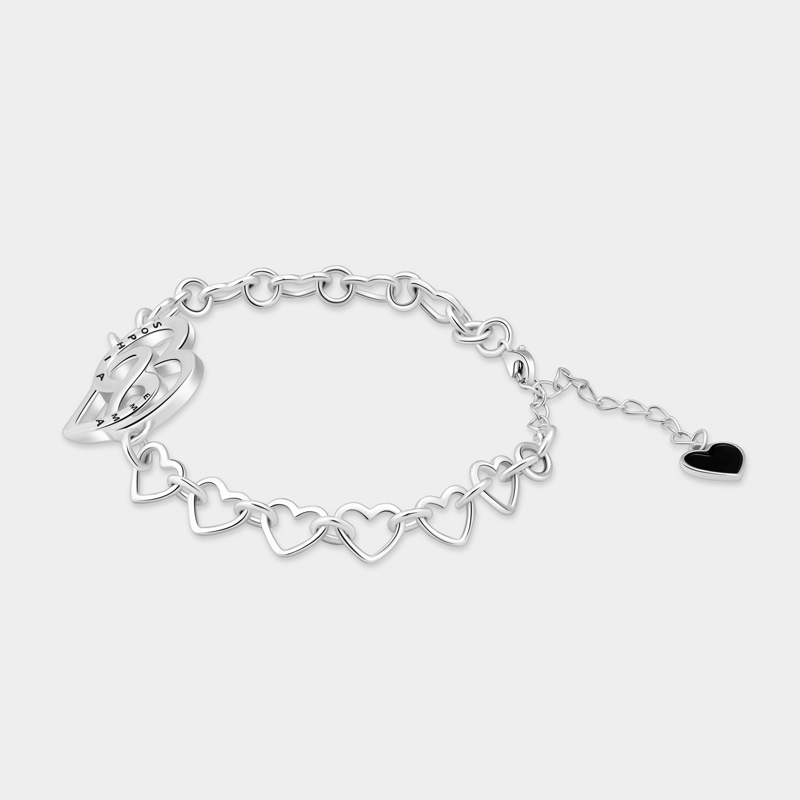 Personalized Heart-in-Heart Mother-Daughter Bracelet A Gift for Him   925 Sterling Silver Bracelet