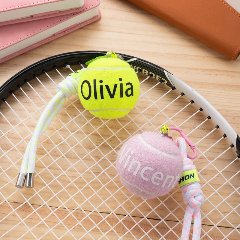 Personalized Tennis Ball Keychain with Name Bag Charm Christmas Birthday Team Gift for Coach Tennis Lovers Teammates
