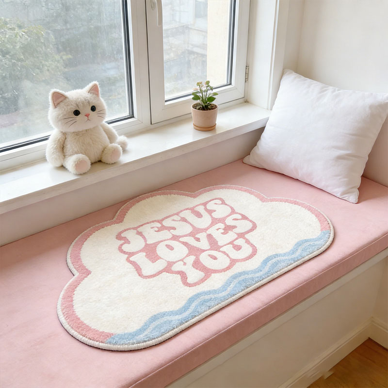 Personalize Jesus Loves you Christian Rug with Custom Name Vintage Rug Valentine Gift Religious Gift for her