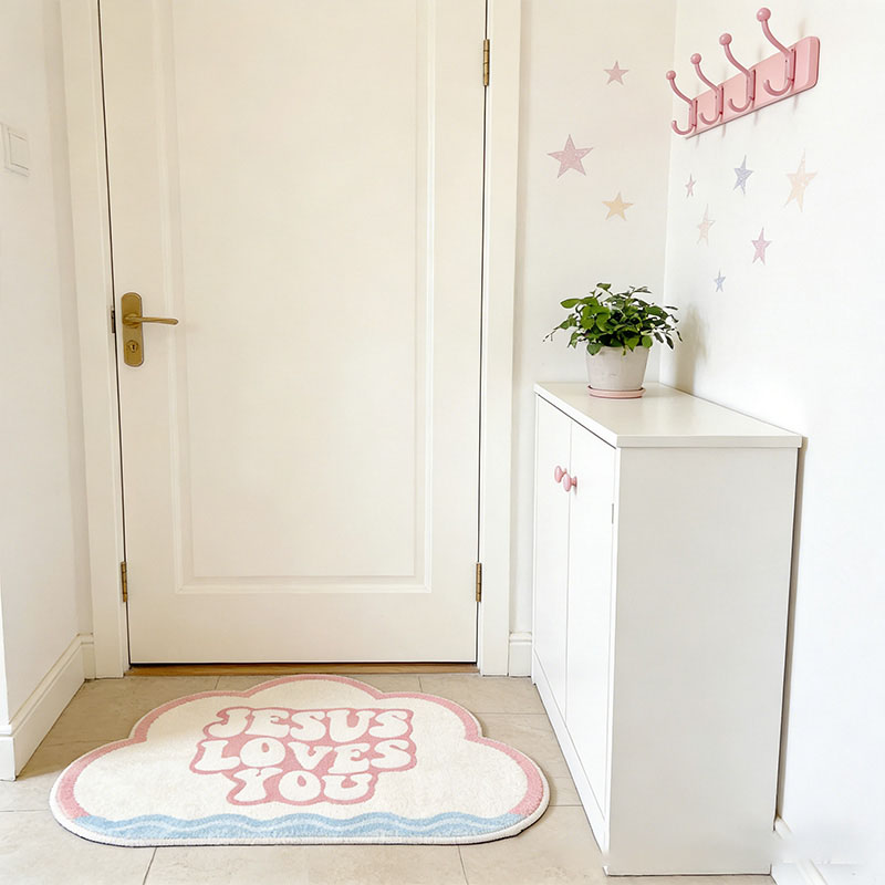 Personalize Jesus Loves you Christian Rug with Custom Name Vintage Rug Valentine Gift Religious Gift for her