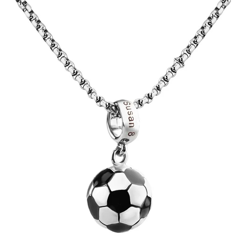 Personalized Soccer Ball Pendant Necklace with Custom Name and Number for Sports Lovers