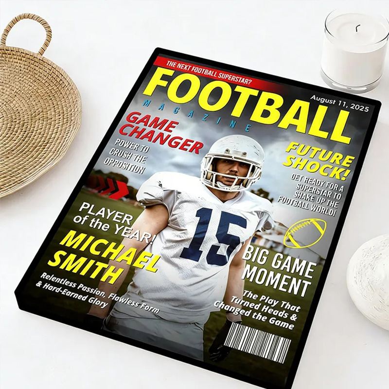 Personalized American Football Magazine Cover Poster with Custom Photo and Text